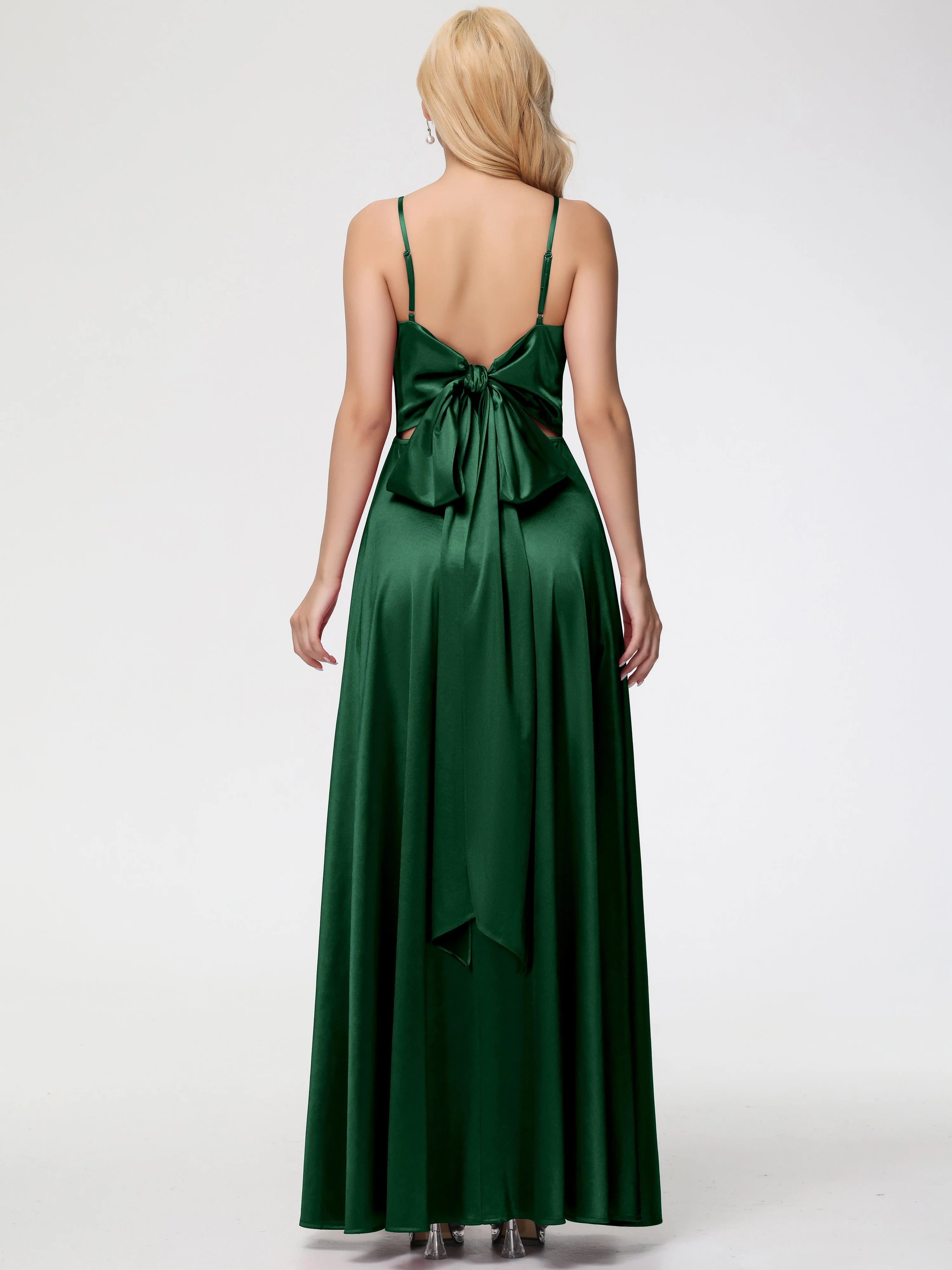 Simple A-Line V-Neck Sleeveless Back Zip Floor Length Prom Dress